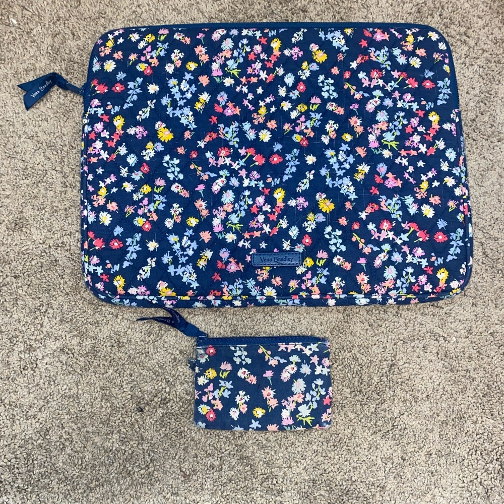Vera Bradley Floral Laptop Sleeve and Pouch Set